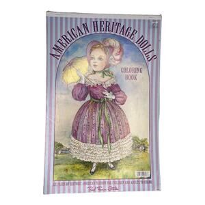 VTG Red Farm Studio Heritage Dolls COLORING BOOK 6 Pages Attached Complete 18"